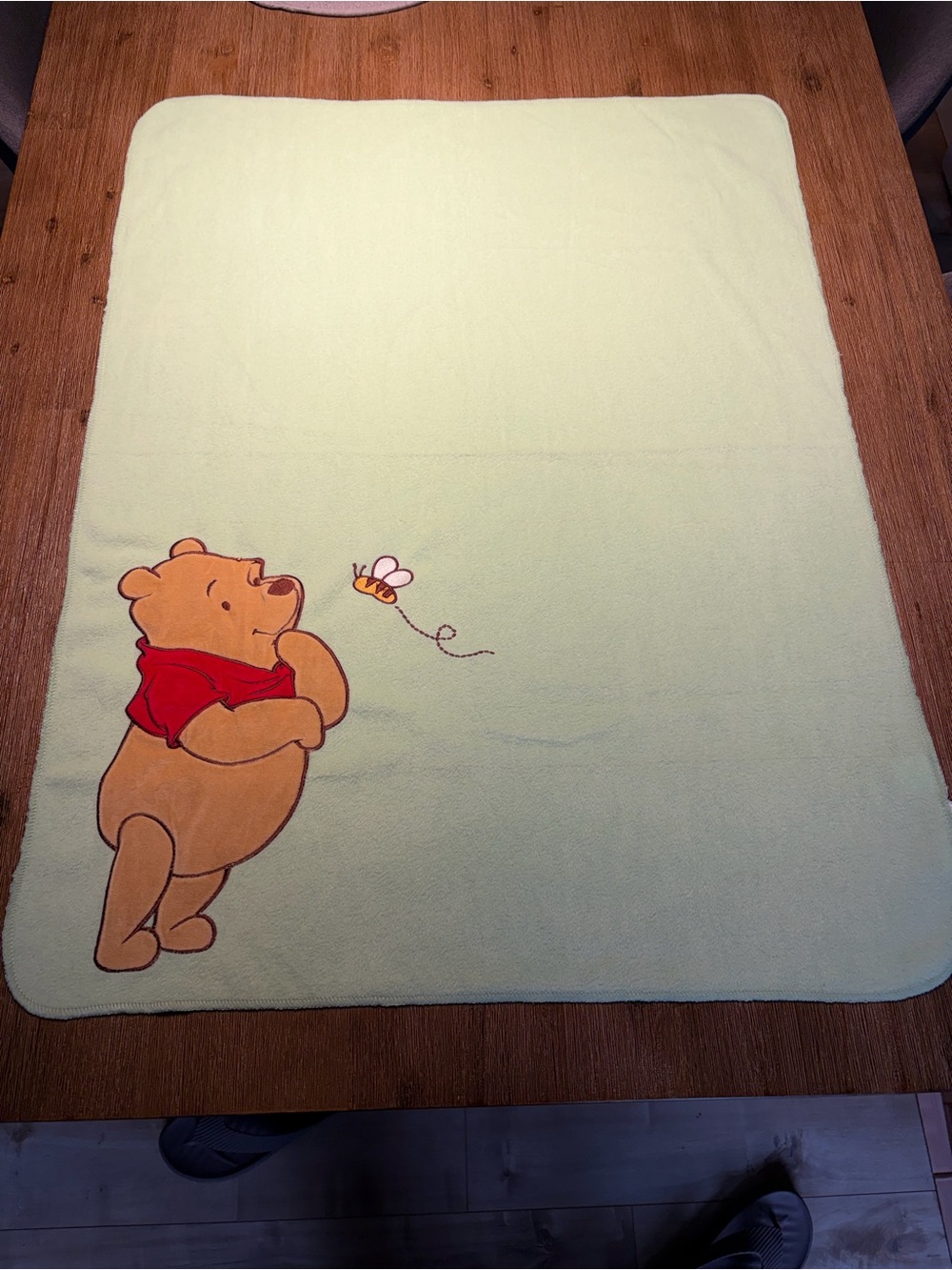 Winnie the Pooh Plush Baby Blanket - Light Green with bee HTF